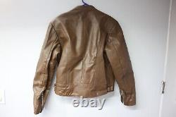 Vintage Bristol Leather Motorcycle Zip Bomber Jacket Women's Sz. 42 Brown Lined