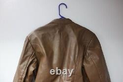 Vintage Bristol Leather Motorcycle Zip Bomber Jacket Women's Sz. 42 Brown Lined