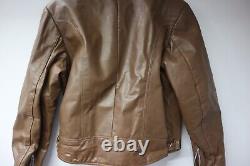 Vintage Bristol Leather Motorcycle Zip Bomber Jacket Women's Sz. 42 Brown Lined