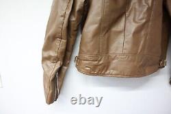 Vintage Bristol Leather Motorcycle Zip Bomber Jacket Women's Sz. 42 Brown Lined