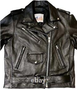 Vintage EXCELLED New York Womens Sz 6 Leather Biker Moto Jacket 20849 YKK Black