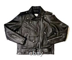 Vintage EXCELLED New York Womens Sz 6 Leather Biker Moto Jacket 20849 YKK Black