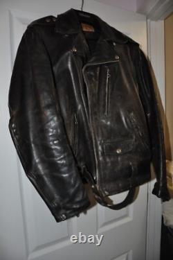 Vintage Leather Motor Cycle Motorcycle Bikers Jacket Wolf Outer Wear of Boston