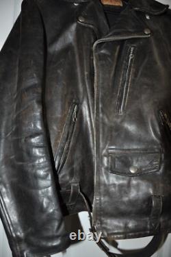 Vintage Leather Motor Cycle Motorcycle Bikers Jacket Wolf Outer Wear of Boston