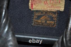 Vintage Leather Motor Cycle Motorcycle Bikers Jacket Wolf Outer Wear of Boston