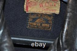 Vintage Leather Motor Cycle Motorcycle Bikers Jacket Wolf Outer Wear of Boston