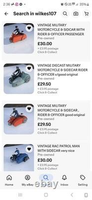 Vintage Motorcycle & Sidecar, Diecast. 1940s