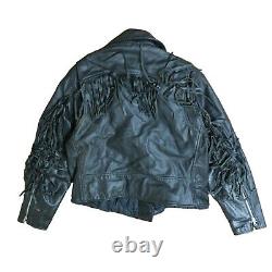 Vintage Sears Leather Shop Western Classic Motorcycle Jacket Womens Size XL 70s
