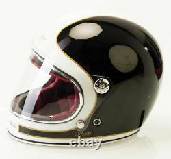 Viper F656 Retro Vintage Fibreglass Full Face Motorcycle Helmet With Dark Visor
