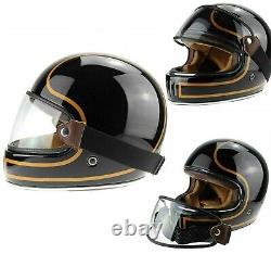 Viper F658 Retro Vintage Fibreglass Black Full Face Motorcycle Helmet Carbine