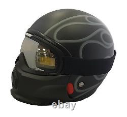 Viper RS07 Trooper Matt Black Modular Open Face Mask Motorcycle Helmet Flames
