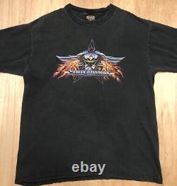 Vtg 90s Harley Davidson 2-Sided T-Shirt XL Flames Twin Cam Tromso Norway