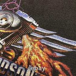 Vtg 90s Harley Davidson 2-Sided T-Shirt XL Flames Twin Cam Tromso Norway