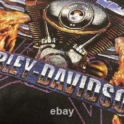 Vtg 90s Harley Davidson 2-Sided T-Shirt XL Flames Twin Cam Tromso Norway