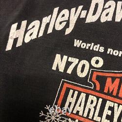 Vtg 90s Harley Davidson 2-Sided T-Shirt XL Flames Twin Cam Tromso Norway