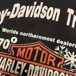 Vtg 90s Harley Davidson 2-Sided T-Shirt XL Flames Twin Cam Tromso Norway