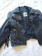 Vtg California Creations Santa Rosa Black Leather Motorcycle Jacket Sz 14