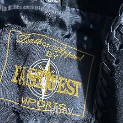 Vtg East West Imports Native Indian Moto Fringed Suede Jacket Western Womens 3XL