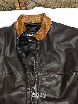 WOMENS XL Azteca Argentina BROWN LEATHER MOTORCYCLE JACKET ZIPPER COAT 27 s4