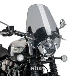 Windshield Puig Custom II for Triumph Bonneville T100 light smoke