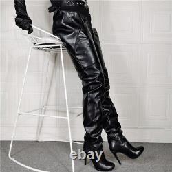 Women Sexy High Heels Club Motorcycle Boots Belt Pants Over Knee Thigh Boots