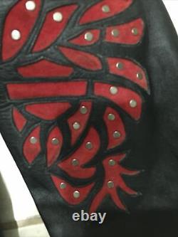 Womens Black Harley Davidson SANTA CRUZ Leather Jacket Elaborate Eagle On Arms L