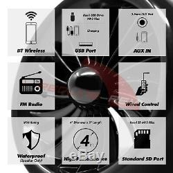 1000w Amp Moto Stéréo Bluetooth Étanche 4 Haut-parleurs Audio Mp3 Système Atv