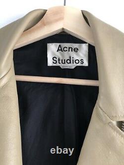 195 $ Acne Studios Myrtle Khaki Moto Veste En Cuir Coat La Garconne 36 S