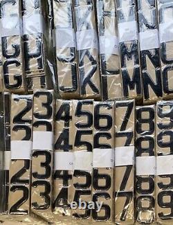 3d Black Gel Number Plate Domed Résine Chiffres Caractères Lettres Set Kit 350