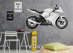 3d White Motorcycle I514 Fond D'écran De Voiture Affiche Murale Transport Wall Stickers Hone