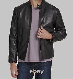 597 $ Veste en cuir moto noir pour homme Marc New York taille M