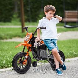 AIYAPLAY Moto Électrique pour Enfants 12V avec Accélérateur à Poignée Tournante, Musique, Orange