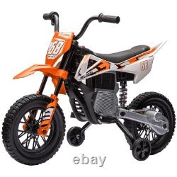 AIYAPLAY Moto Électrique pour Enfants 12V avec Accélérateur à Poignée Tournante, Musique, Orange