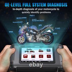 ANCEL MT500 Outil de diagnostic de moto tous systèmes Scanner OBD2 ABS TPMS Huile