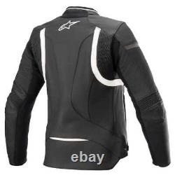 Alpinestars Stella Mesdames Kira V2 Veste de moto en cuir noir et blanc