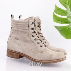 Botte de combat Sofft pour femmes Baxter taille 11 en daim beige imperméable avec lacets plats