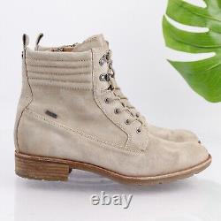 Botte de combat Sofft pour femmes Baxter taille 11 en daim beige imperméable avec lacets plats