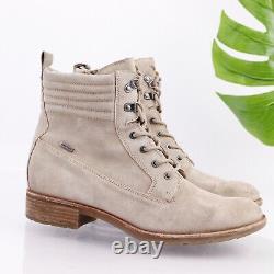 Botte de combat Sofft pour femmes Baxter taille 11 en daim beige imperméable avec lacets plats