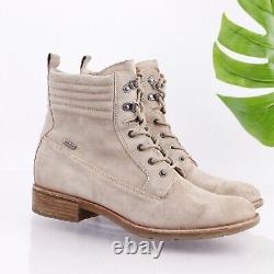 Botte de combat Sofft pour femmes Baxter taille 11 en daim beige imperméable avec lacets plats