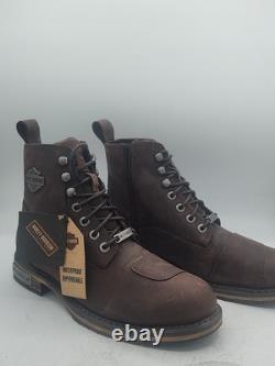 Bottes de moto pour homme Harley-Davidson en cuir marron imperméables, taille 7