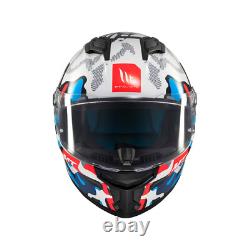 Casque de moto intégral Mt Stinger 2 Yozu Ece 22.06 Bleu Blanc