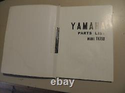 Catalogue de pièces Yamaha TX 750 Manuel de réparation de catalogue de pièces de rechange 10.1972