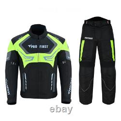 Costumes de moto pour hommes, veste et pantalon en textile armuré imperméable.