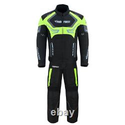 Costumes de moto pour hommes, veste et pantalon en textile armuré imperméable.