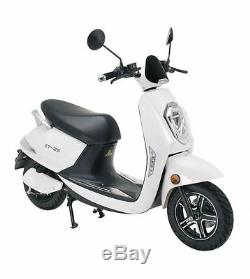 Electric Adult E-scooter Retro Vespa Motocycle Cyclomoteur De 800w Blanc 28 Mph