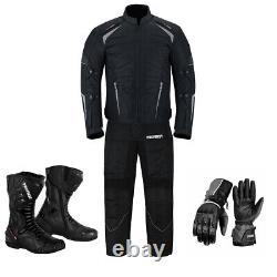 Ensemble de costumes en cuir pour moto pour hommes, bottes de course de moto, costumes étanches et armés.