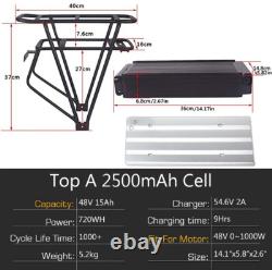 (Entrepôt UK) Support arrière de vélo électrique Batterie lithium 52V 48V 27Ah pour vélo électrique