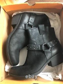 Femmes 8,5 Kork Ease Cassandra Bottine à zip moto en nubuck noir Nouveau prix d'origine 135 $