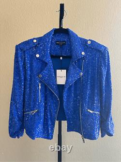 Génération Amour Veste Moto à Sequins Whitney Bleu Cobalt Taille S