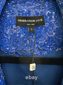 Génération Amour Veste Moto à Sequins Whitney Bleu Cobalt Taille S